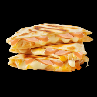 QUESADILLAS GIGANTE DE SALCHICHA AHUMADA CON MIX DE QUESOS