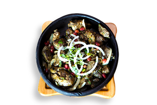 ქათმის გულღვიძლი კეცზე