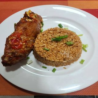 Jollof rice and pepper turkey