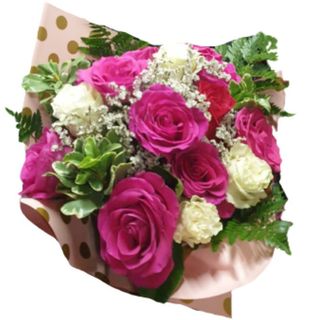 Buchet Veselie 15 trandafiri roz si albi