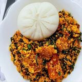 Pounded Yam, Egusi and Bokoto