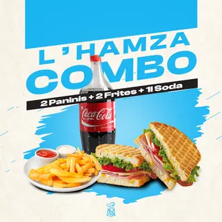 2 Paninis + 2 Frites + 1L Soda