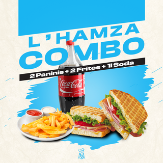 2 Paninis + 2 Frites + 1L Soda