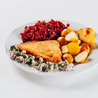 Złoty kotlet z kurczaka z kurkami