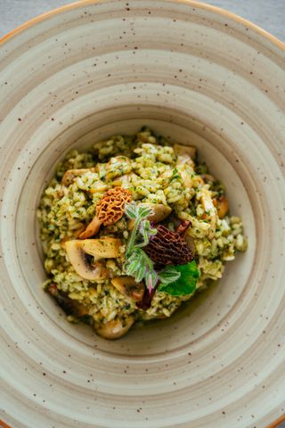 Posni rižoto sa šampinjonima u pesto sosu