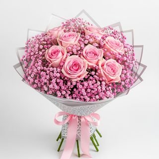 Bouquet Rose Tendre – 9 Roses