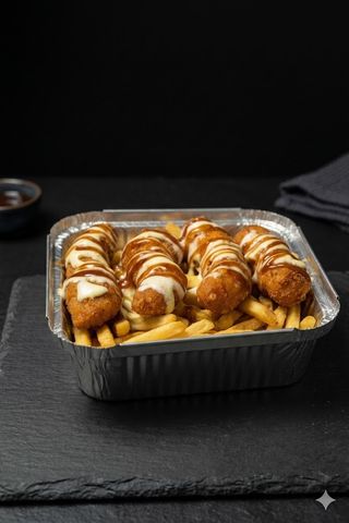 Patatas con pollo crujiente