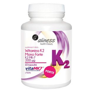Witamina K2 MK-7 Mono Forte z natto K2MK7 200 mcg 60 kapsułek Aliness