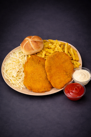 Meniu snitel de porc  mare - 630 gr