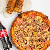 Srednja MIJEŠANA Pizza + Coca-Cola 0.5l + 2x palačinke Nutella