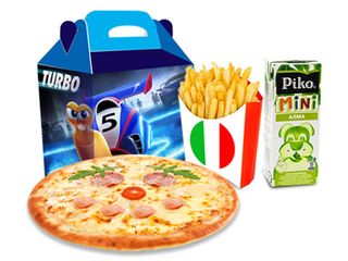 Детская пицца + фри + напиток на выбор + маленькая игрушка (370 г.)