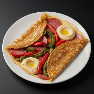 Salame piccante, peperoni grigliati, hummus di ceci