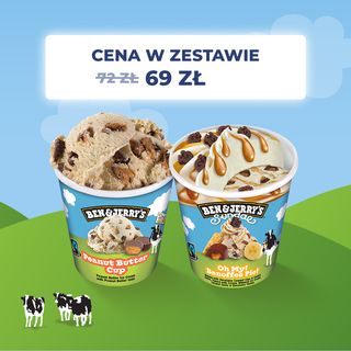 Zestaw 2 kubków Ben&Jerry's - Ben&Jerry's Peanut Butter 465ml + Ben&Jerry's SUNDAE Oh MY! Banoffee Pie! 427 ml