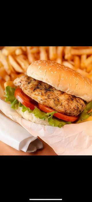 Chicken burger  avec frites