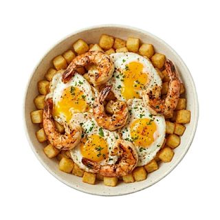 Huevos Rotos Con Langostinos