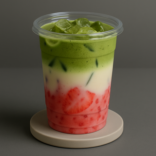 Ice strawberry matcha latte