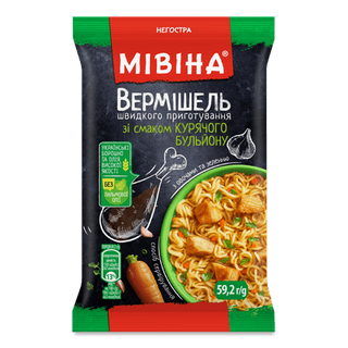 Вермішель «Мівіна» зі смаком курячого бульйону негостра (59,2г)