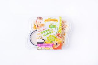 Zielone Pudełko Z Żółtym Serem I Sosem Czosnkowym 300gr