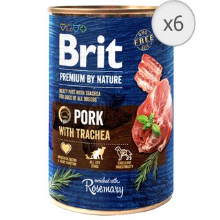 Hrana umeda caini Brit Premium, Pork With Trachea, 6 x 400g