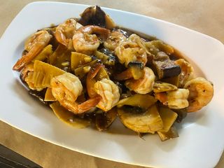 66. Gambas Con Bambú Y Setas Chinas