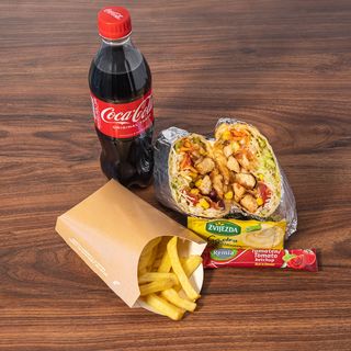 Tortilja piletina + pomfrit + piće po izboru