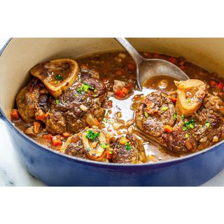 Ossobucco meat served with Soup