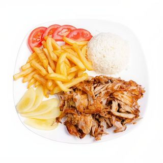 Plato Kebab Con Arroz Y Patatas