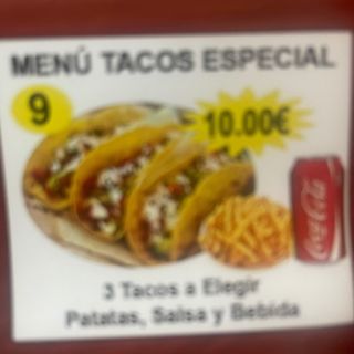Menu tacos especial