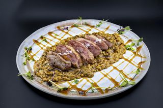 Petto d´anatra con risotto ai funghi porcini