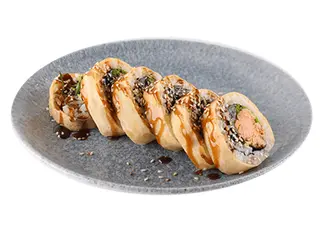 Uramaki z pieczonym łososiem teriyaki