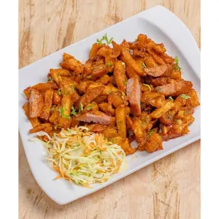 Chips Masala & Chopped Sausages