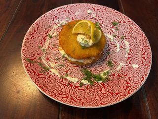 Placek ziemniaczany z łososiem