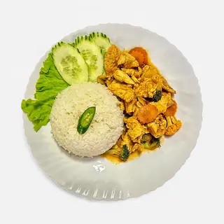 შემწვარი კარის პასტა ბრინჯით/ Fried Curry Paste with Rice