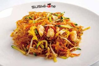 67 Spaghetti di soia con gamberi