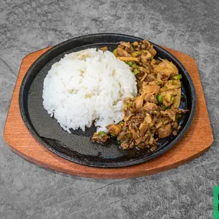 Arroz con Carne Adobada en Salsa de Soja + Dimsum a Selección