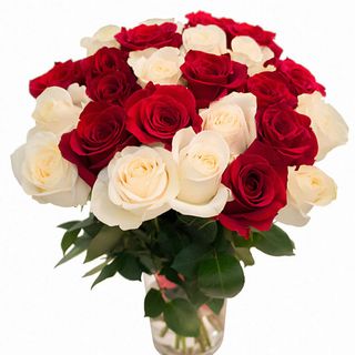 Bukiet z 15 biało-czerwonych róż