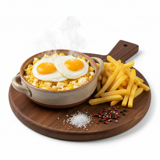 Papara cu ou si cartofi prajiti