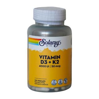 Vitamina D3 + K2 (120 Cápsulas), Solaray