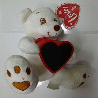 Osito pizarra CORAZÓN.  Blanco 
