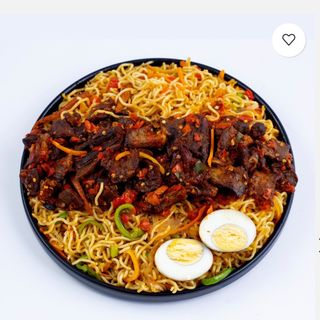 Indomie Asun and boiled Egg 