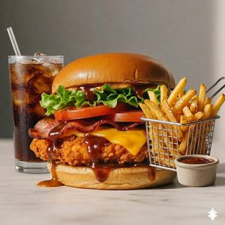 Chicken burger bacon menù