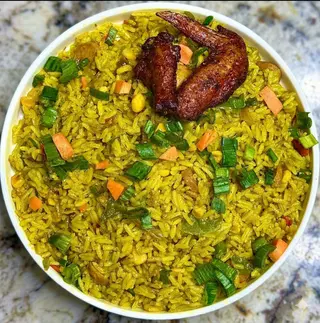 Fried Rice and 2 Chicken Wings