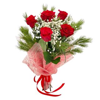 Pin și trandafiri roșii