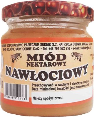 Miód nawłociowy nektarowy 280g Rodzinna Pasieka Sudnik