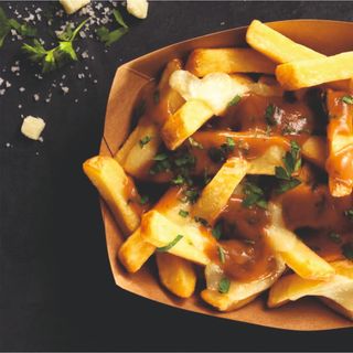 Patate fritte con pollo marinato agro dolce