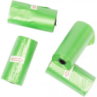 Пакети для фекалій зелені біорозчинні,  3 рул\15 шт