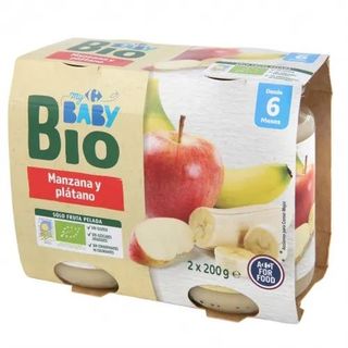 Tarrito Manzana y Plátano +6M Carrefour Baby Bio 2x200 Gr.