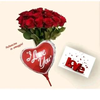 20 rose rosse.  palloncino omaggio 