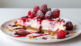 Cheesecake scomposto ai lamponi