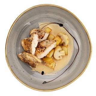 Філе куряче з печерицями за печеною картоплею (170/140г)